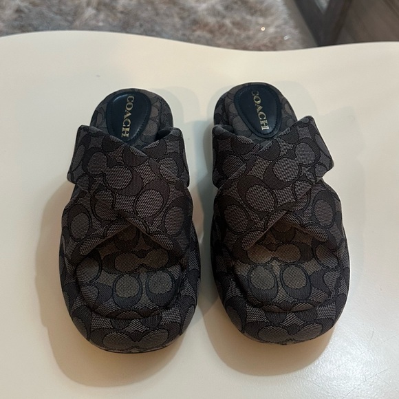 Coach Penelope Platform Sandal In Signature Jacquard Grey - Picture 1 of 7